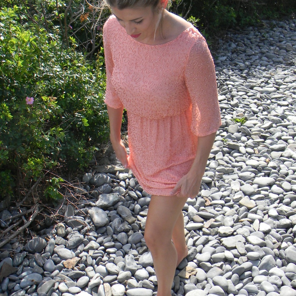Alice + Olivia Pink Mini Sundress Short Sleeve Bateau